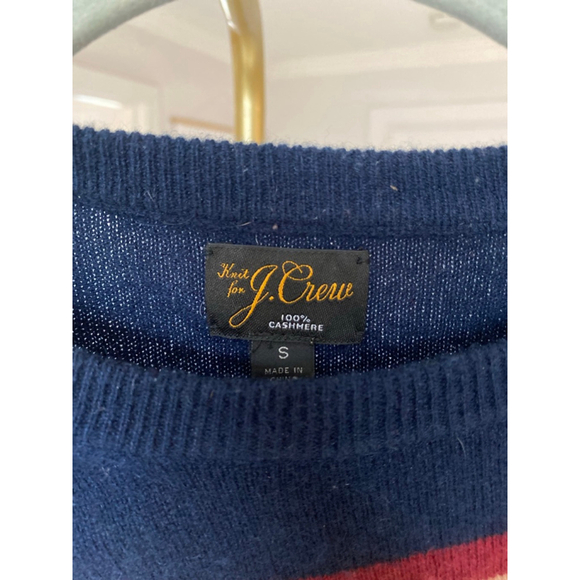 J.Crew 100% Cashmere Sweater Multicolor Striped S Preppy Classic Parisian Academ - Picture 4 of 5